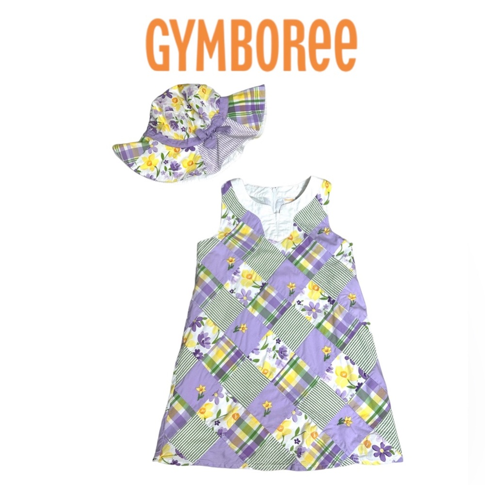 2013 Gymboree Daffodil Garden Embroidered Daisy Patchwork Dress and Hat Bundle